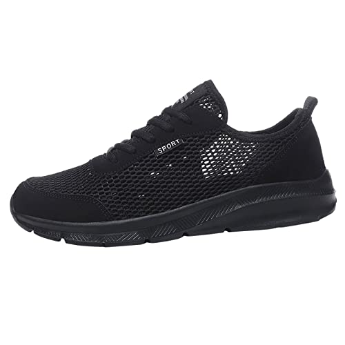Sportschuhe Herren Gym Freizeit mit Mesh Mode Herren Turnschuhe Atmungsaktives Mesh Leichte Bequeme Freizeitschuhe Laufschuhe Outdoor Fitnessschuhe (Black, 44)
