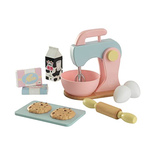 KidKraft Pastell Backset aus Holz für Kinderküche mit Küchenmaschine und Keksen, Spielküche Zubehör, Spielzeug für Kinder ab 3 Jahre, 63371