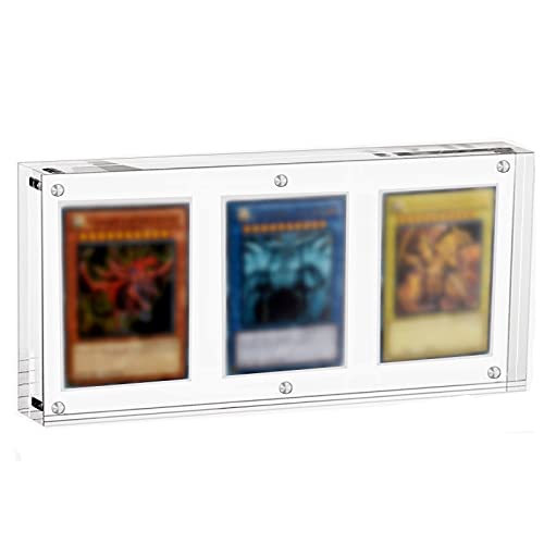 Iriisy TCG Karten Transparent Rahmen Magnetisch Display Halter 35PT Acryl Hüllen Durchsichtig Schutzhüllen Für PTCG YGO Magic (3 Kartensteckplatz)