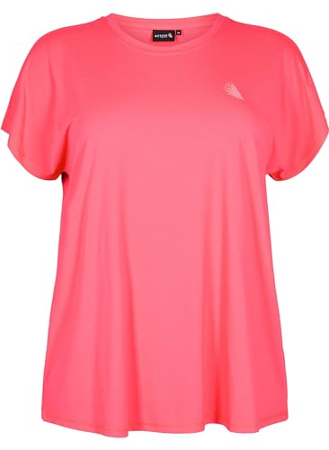 Zizzi Active by Damen Große Größen T-Shirt Kurzarm Gr Gr XL (54/56) Neon Diva Pink