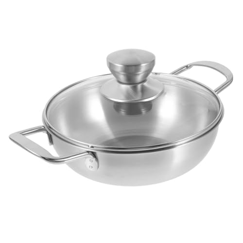 BESPORTBLE 1 Satz Tragbarer Kleiner Hot Pot Wok Edelstahl Verschleißfester Bratwok Kochwok Für Den Täglichen Gebrauch Wiederverwendbarer Hot Pot Lebensmittel-Wok Wok Für Zu Hause Silver Glas