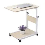 YESTAIM Betttisch Auf Rollen Computertisch Pflegetisch Mit Mobiler Beistelltisch Für Pflegebett Krankenhaus Tische Fürs Bett Höhenverstellbar Holz Einfach Und Modern Freies Anheben 50 * 35*(55~80) cm