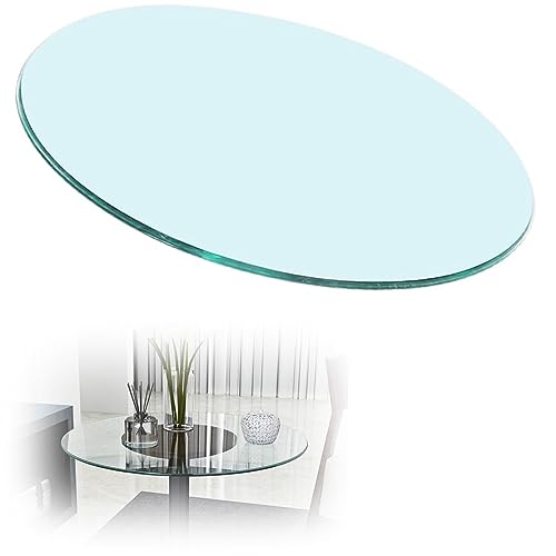 Runder Esstisch aus gehärtetem Glas, runde Glasplatte, 40 cm, 55 cm, 65 cm, 80 cm, 90 cm, runde Tischplatte aus gehärtetem Glas, runder Esstisch