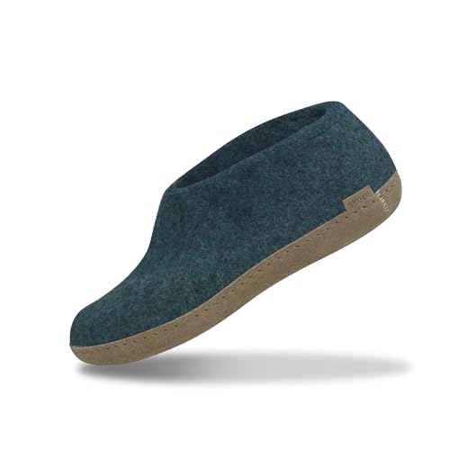 Glerups Filz Hausschuhe Herren und Damen (Größe 40) | Komfortabler Hausschuh mit Weicher Sohle aus Leder | Herren & Damen Slipper Geschlossen | Comfortable Slippers Women & Men