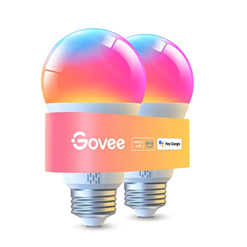 Govee Smart Glühbirne E27, 1000LM RGBWW Led Lamp App dimmbar, Wi-Fi & Bluetooth Smart Bulbs 75W, 54 Szenen, 16 Millionen DIY-Farben, Funktioniert mit Alexa & Google Assistant, 2 Stück, Halloween deko