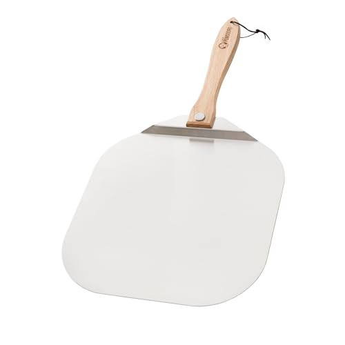 Chef Pomodoro - Pizzaschieber - 35,6 x 40,6 cm - Faltbarer Griff - Perforierte Aluminium Pizzaschaufel zum einfachen Einschieben des Pizzateigs - Perfekt als Backofenzubehör und für Hobby Pizzabäcker