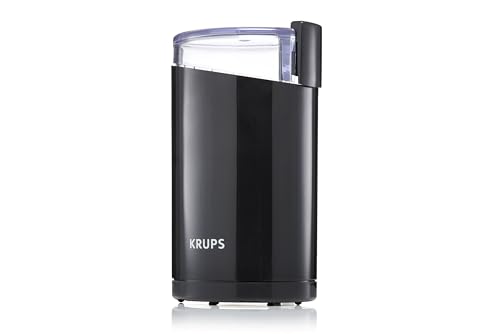 Krups F20342 Kaffeemühle und Gewürzmühle in Einem, Leistungsstarker Motor, Mahlgrad variabel, 75g Füllmenge, Schlagmesser aus Edelstahl, Sicherheitsdeckel, Anti-Rutsch-Füße, Schwarz