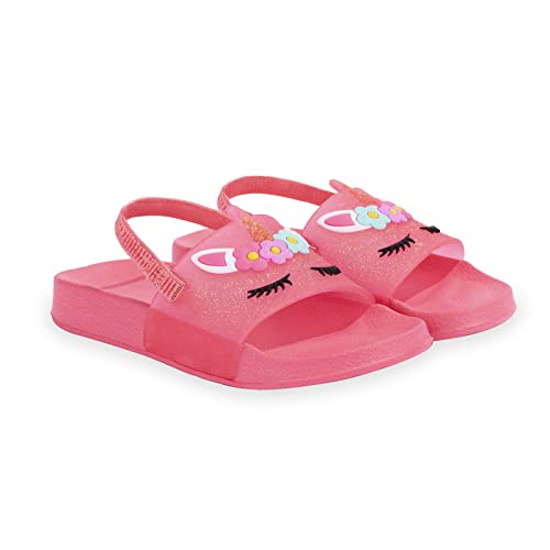 FUNCOO PLUS Rosa Badelatschen Kinder Leichtgewicht Badeschlappen Rutschfest Badesandalen Mädchen Sommer Flache Hausschuhe Jungen Badeschuhe Für Kleinkinder,Größe 28-29