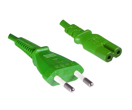 DINIC Stromkabel, Netzkabel Euro-Stecker auf C7 2-pin Euro-8 (1,80m, 1 Stück, grün)
