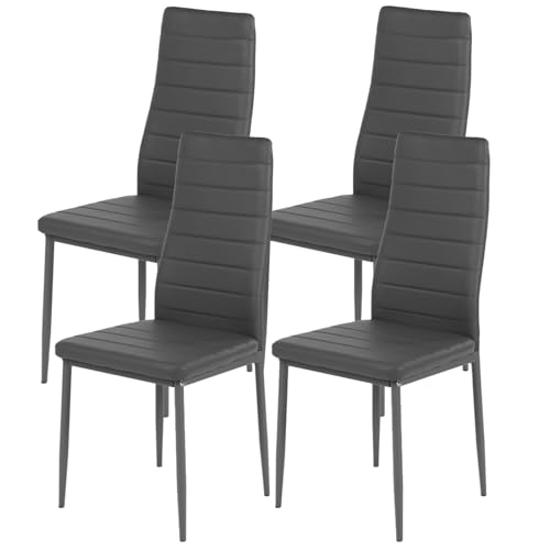 ZZINOKE Esszimmerstühle 4er Set, Kunstleder, SGS-geprüft, Hohe Rückenlehne, Wasserdicht, Küchenstuhl, Esszimmer Stühle oder Esstisch Stuhl, Grau