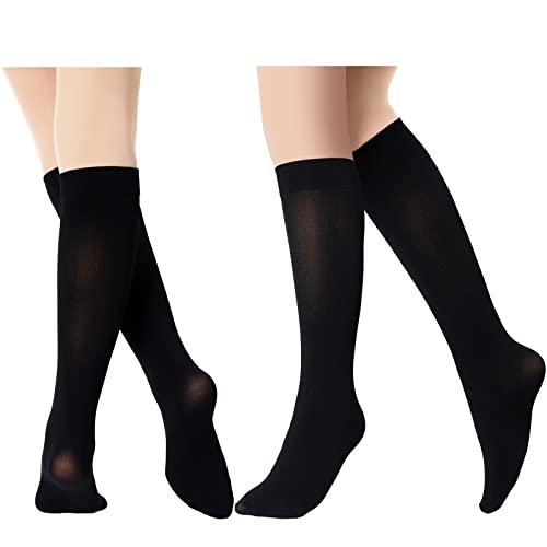 SATINIOR 6 Paar Eislaufsocken, einfarbig, leicht, blickdicht, Kniestrümpfe für Damen und Mädchen, Schwarz, Medium