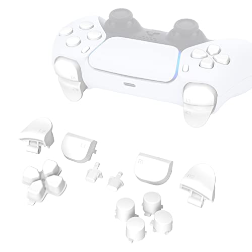 eXtremeRate Ersatz Tasten Knöpfe für ps5 Controller BDM-010 & BDM-020, DIY-Premium Aktionstasten Steuerkreuz Trigger Bumpers Share/Options-Taste Button Kit kompatibel mit ps5 Controller-Weiß