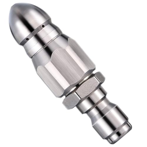 SGERUFZ Hochdruckdüse aus rostfreiem Stahl zur Entstopfung von Abwasserrohren, für Hochdruckreiniger, Edelstahl Reinigungsrohr Abflussdüse, Rückstrahldüse/Raketendüse (für 1/4" Schlauch)