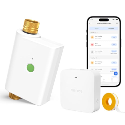 meross Bewässerungscomputer WLAN mit Wasserverbrauchsmonitor, Automatische Bewässerungssystem für Garten Kompatibel mit Apple HomeKit/Alexa/Google Home, Sprachsteuerung, Fernbedienung