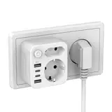 ZENIJUST Mehrfachsteckdose mit 4 Netzteil,Steckdosen mit usb c, Mehrfachstecker für USB Steckdose,2 USB C Adapter und Doppelstecker Für Steckdose,Steckdosenadapter,