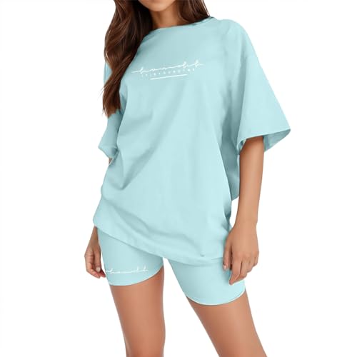Angebote Des Tages Heute Sportanzug Damen Kurzarm Trainingsanzug Set Tracksuit Rundhalsausschnitt Einfarbig Zweiteiler Zweiteiler Jogginganzug Loungewear Outfit Jogger Trainingsanzug Set Sport Outfit