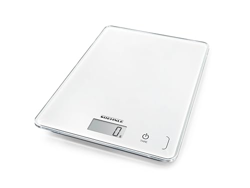 Soehnle Küchenwaage Page Compact 300 weiß, digitale Küchenwaage bis zu 5 kg Tragkraft, Waage mit leicht ablesbarer LCD-Anzeige, Digitalwaage mit Zuwiegefunktion