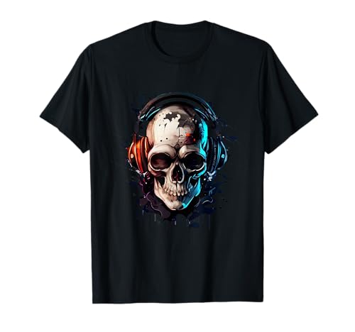 Totenkopf DJ mit Kopfhörer für Musiker und Musik Fans T-Shirt