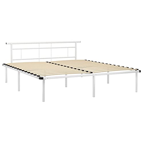 SXJEQOC Gaming Bett Bettgestell Double Bed Daybed - Bettgestell Weiß Metall 180x200 cm für Balkon Jugendzimmer Schlafzimmer Gastzimmer