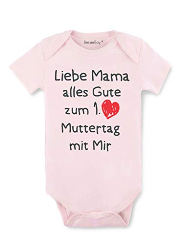 BesserBay Baby Mädchen Body - Erster Muttertag mit Mir - Strampler Rosa 3-6M