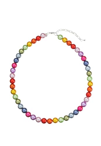 Leslii Damen-Kette Reflective Pearl kurze Perlen-Kette Magic 3D-Effekt Ø 10mm Collier (Rainbow)