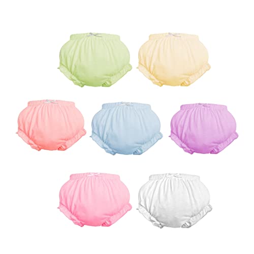 Höschen Packung mit 7 Baby Unterwäsche Kleinkinder Windelhosen Unterwäsch, Komfort Elegant Uni-Farbe mit Prinzessin Rüschen Unterhose Unterwäsche für Baby Mädchen