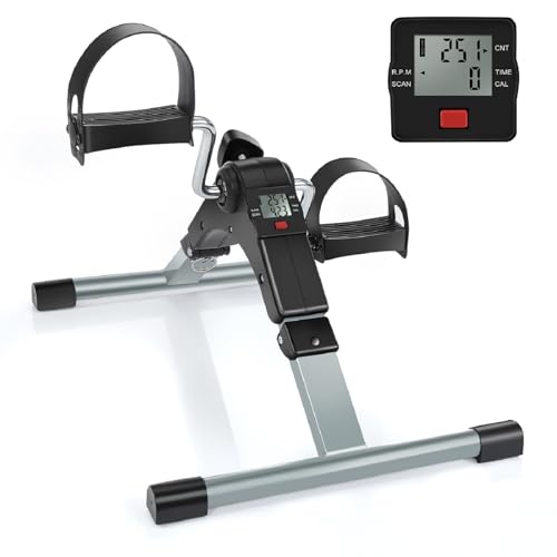 Pedaltrainer für Senioren, Heimtrainer mit LCD-Display Einstellbarem Widerstand & Faltdesign|Tragbar, Gelenkschonend Beintrainer für Büro und Reha