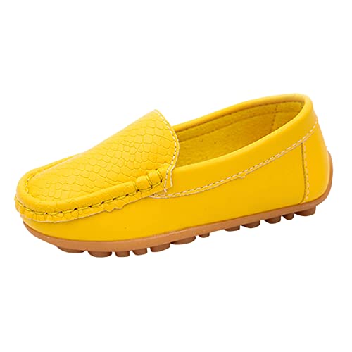 Weiche Schlupfschuhe für Kleinkinder, kleine Kinder, Jungen, Mädchen, flache Schuhe, Bootsschuhe, Freizeitschuhe, Kleinkinder, extra breite Schuhe für Jungen, gelb, 33 EU