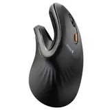 ProtoArc EM11 NL Ergonomische Vertikale Maus, Kabellos Aufladbar Mouse mit 3 Gerät (Bluetooth+Bluetooth+USB), Vertikal Funkmaus für Computer, iPad, Mac, Windows - Schwarz