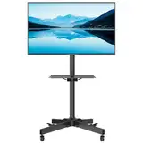 BONTEC TV Ständer Rollbar für 23-60 Zoll Plasma/LCD/LED Fernseher, Höhenverstellbarer TV Rollwagen mit Tablett und Nicht Markierenden Rollen, Max. VESA 400x400, Tragfähigkeit bis 40kg