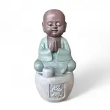 Statue Buddha Trägt - Räucherstäbchen Toleranz - Bonze Gelassenheit - Zen und Entspannende Atmosphäre - Handgefertigt - Feng Shui Kalligraphie - Geschenkidee für jeden Anlass - H14cm-Zen'Light