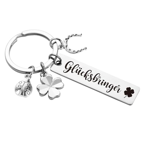 BOOMTOP Schlüsselanhänger Glücksbringer Geschenk Viel Glück Prüfung Abitur Geschenke Kleeblatt Hufeisen Anhänger Abschiedsgeschenke Kleine Geschenke für Kollegen Schüler Silvester Weihnachten