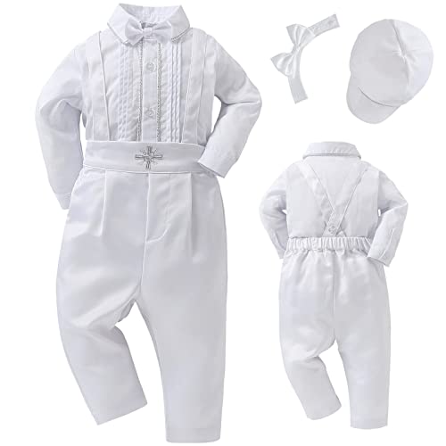 Booulfi Baby Kleidung Jungen 6-9 Monate Baumwollstoff Baby Anzug Junge Hochzeit Taufanzug Taufkleid Junge Weihnachtsoutfit Trachtenhemd