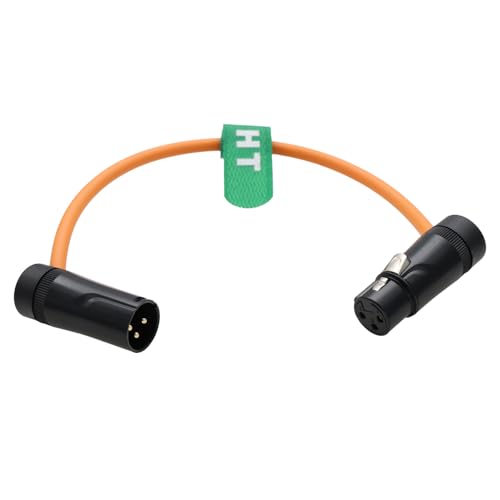 HangTon XLR 3 Pin Stecker auf Buchse, Low-Profile rechtwinklig, Audiokabel für Recorder Mixer Mikrofon Lautsprecher Soundgeräte Mixpre 10 II Zoom F8n Zaxcom Sony Canon Camera, Orange 30cm