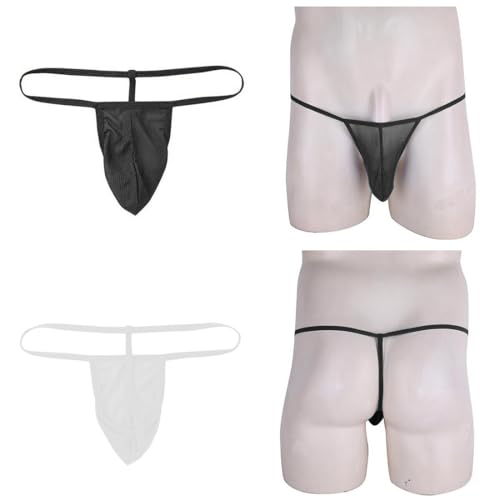 Tanga Herren, 2 Stücke String Tanga Herren, Jockstrap String Tanga für Herren, Sexy Männer G-Strings Unterwäsche, Tanga Baumwolle Garn Herren, Athletischer Unterhosen, Schwarz, Weiß