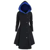 HKUOPW Trenchcoat Frauen Lässiges Plein Vollbusig Blusentops Businesse Kaputze Oberteile Unterdamen Winddicht Langarmin Polyester Gemütlich Swing Wintern