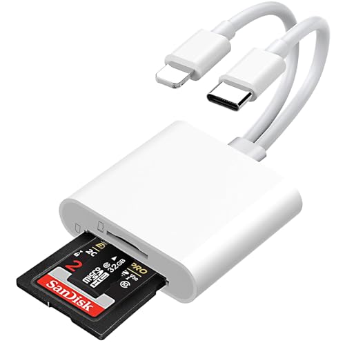 SD-Kartenleser für iPhone iPad, USB C auf SD Micro SD Kartenleser Adapter, iPhone SD-Kartenleser, SD Kartenleser Fotografie Speicherkartenadapter SD Karten adapter für iPhone/iPad/Android Handy/Kamera