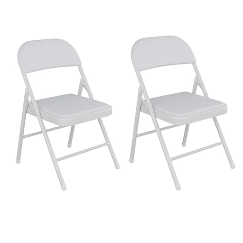 LIANGLIHONGJS Klappstuhl, Tragbarer Stuhl Einfaches 2-Teiliges Set Klapphocker Heim-Rückenstuhl Platzsparend Geeignet for Küche Wohnzimmer Garten(Color:White)