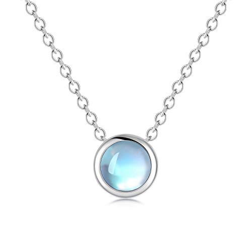 CUOKA MIRACLE Mondstein Halskette 925 Sterling Silber Regenbogen Mondstein Anhänger Kette Mädchen Mondstein Schmuck Geschenk für Damen Kinder