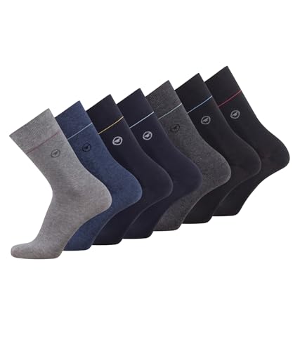 TOM TAILOR Socken - 7er Box Baumwollsocken für Altag und Freizeit - schlichte Herrensocken mit Sortierhilfe - Größe 39-42 und 43-46, Farben:grey melange, SockSizes:43-46