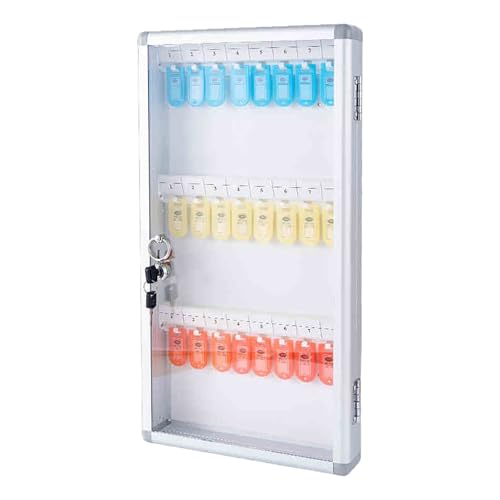 LIUJHGH Abschließbarer Schlüsselschrank, wandmontierte Schlüsselaufbewahrungsbox aus Aluminiumlegierung mit Schlüsselhaken für Zuhause, Büro, Schulen und Immobilienagenturen(24-bit)
