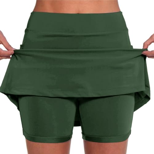 Generisch Tennisrock Damen mit Hose Sportrock Golfrock Hohe Taille Tennis Skort mit 2 Taschen und Seitlichem Schlitz Sommerrock Minirock Laufröcke Hosenrock Wandern LaufenTenniskleid Damen Mit Hose