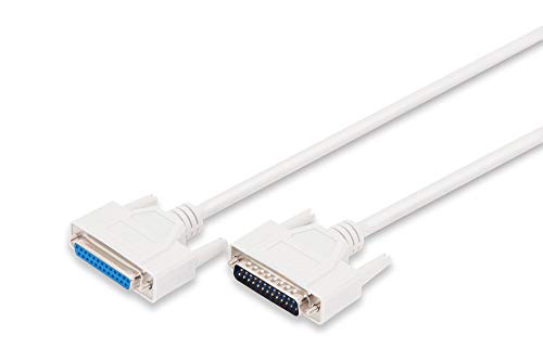 DIGITUS Paralleles Anschluss-Kabel - D-Sub 25 zu D-Sub 25 - Stecker zu Buchse - 2.0m - Verlängerungskabel - Beige