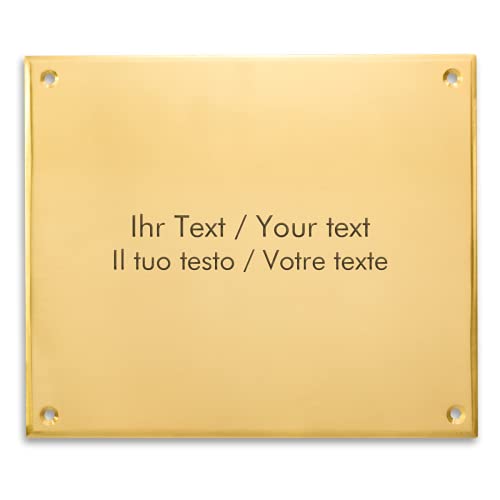 Messingplatte mit personalisierter Gravur - 178 x 153 mm - großes Messingschild für Praxis, Kanzlei oder Büro - Türschild, Namensschild