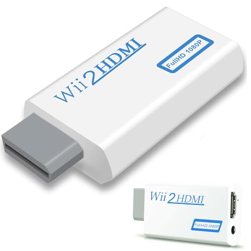 Powice Wii HDMI Adapter, Wii Adapter HDMI, Adapter für Wii an Fernseher,720/1080P Wii zu HDMI Adapter für Wii Monitor Beamer Fernseher (Weiß)