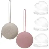 5 Stück Schnullerbox für Unterwegs,2 Stück Silikon Schnuller Aufbewahrungsbox und 3 Stück Transparent Plastik Schnullerboxen für Baby,Mädchen,Junge (Rosa + Hellgrau)