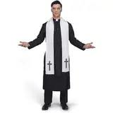 Spooktacular Creations Schwarze Priesterrobe für Erwachsene, Stola, Priesterkostüm für Halloween-Ankleidepartys und Cosplay (groß)