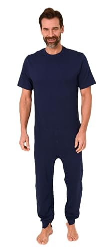Normann Care Herren Pflegeoverall Kurzarm Pyjama mit Langen Bein und Reißverschluss am Rücken und Bein, Farbe:blau, Größe:XL