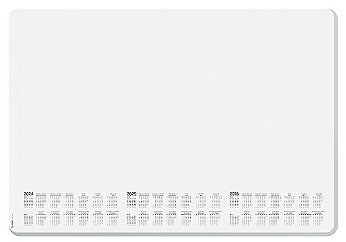 SIGEL HO301 Papier-Schreibtischunterlage, ca. DIN A2, mit aktuellem 3-Jahres-Kalender, 30 Blatt, dotted, mit abgerundeten Ecken, vegan, aus nachhaltigem Papier