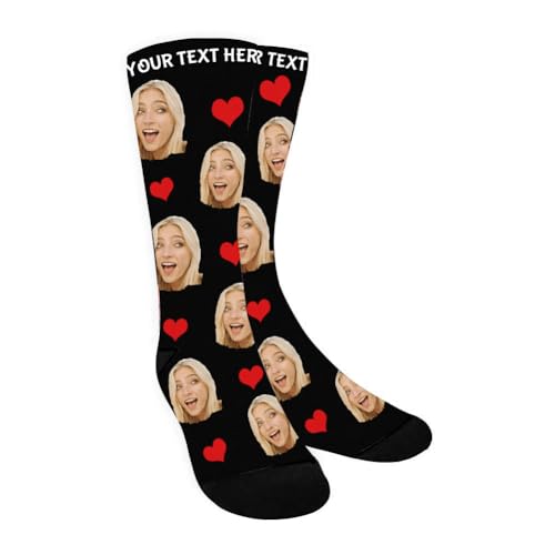 Bemaystar Personalisierte Socken mit Foto,Personalisierte Socken für Männer,Weihnachten Valentinstag Socken Geschenke